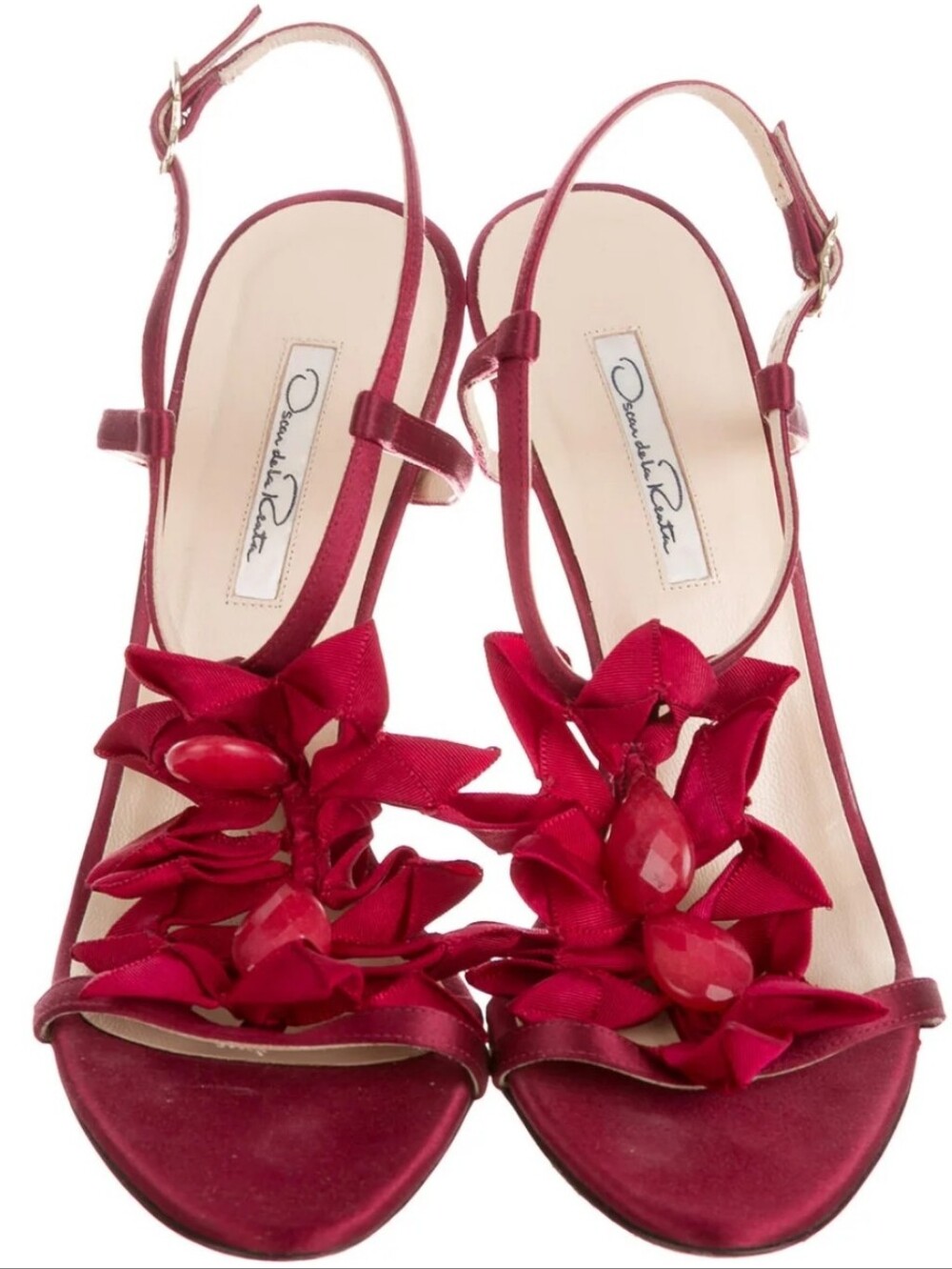 Oscar de la RentaSatin Ankle Strap Sandals. Size 8.5